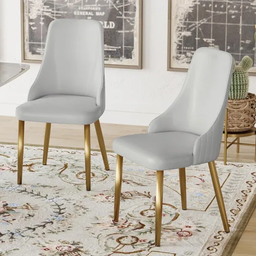 Miniatura 10 de Juego de sillas de comedor, moderna silla de comedor de piel sintética, sillas de comedor de cocina de mediados de siglo, silla auxiliar tapizada