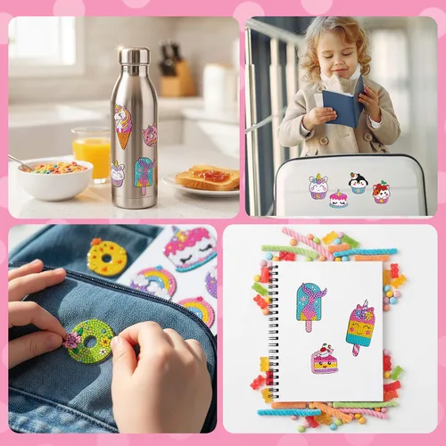 Miniatura 3 de Kits de Pintura de Diamantes Cymbana para Niños 20 Piezas de Postres Incluye Cupcake, Dona, Helado, Palomitas de Maíz, Galletas Dulces