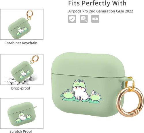 Miniatura 3 de Funda compatible con Airpods Pro de 2ª generación, linda funda para AirPods Pro 2, funda protectora con estampado de rana para mujeres y niñas