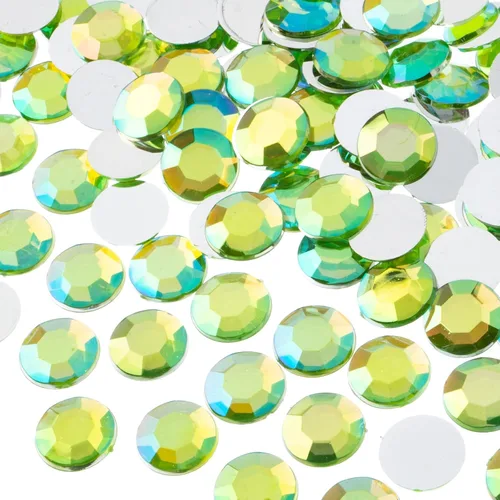 Miniatura 20 de John Bead 400 piezas de diamantes de imitación redondos acrílicos de 0.472 in (SS50), color verde, acrílico con parte trasera plana para hacer