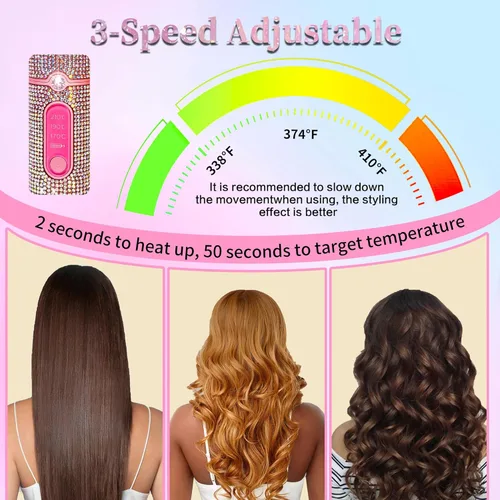 Miniatura 6 de Alisador de pelo inalámbrico, alisador portátil 2 en 1 para alisar y rizar el cabello, alisador de pelo mini de viaje de 5000mAh, plancha plana