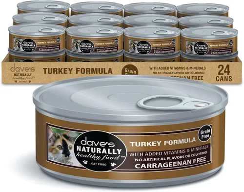 Dave's Pet Food Paté húmedo sin granos para gatos (Turquía), fabricado en Estados Unidos naturalmente saludable, conservado, vitaminas y minerales
