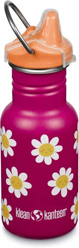 Klean Kanteen Botella Sippy Clásica para Niños de 12 oz - Para Manos Pequeñas - Con Cubierta Antipolvo y Asa Adjuntable - Material de Acero