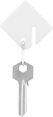 Uniclife 20 etiquetas de plástico ranuradas de 1.5 pulgadas con ganchos de metal para llaves, cajas y armarios, identificadores de artículos