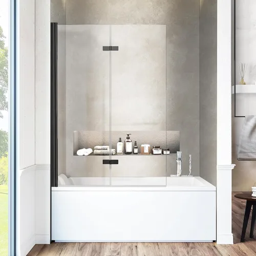 Miniatura 12 de Puerta de ducha con columpio para bañera, 30 pulgadas de ancho x 55 pulgadas de alto, puerta de baño con sello inferior, puerta de vidrio plegable