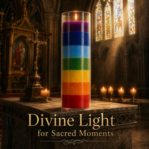 Miniatura 6 de 1 Piece Unscented 7 Color Glass Prayer Devotional Candle, Hand Poured Wax Candles - 2.24 Inch x 7 Inch, Great for Sanctuary, Vigils, Casting Chimes