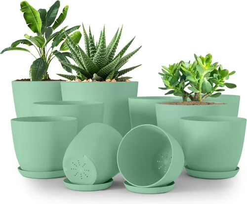 Miniatura 10 de Utopia Home - Macetas de Interior con Drenaje - Macetas de Flores de 7/6.6/6/5.3/4.8 Pulgadas para Plantas de Interior - Juego de 5 Macetas
