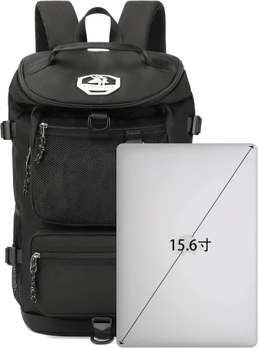 Miniatura 3 de Kalesi Bolsa de lona para gimnasio, 4 vías, impermeable, con compartimento para zapatos, para viajes, deporte, senderismo, laptop, Negro, X-Grande