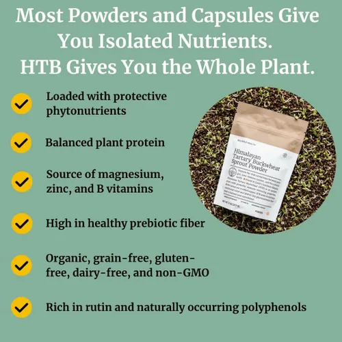 Miniatura 3 de BIG BOLD HEALTH Himalayan Tartary - Polvo de germinado de trigo sarraceno, rico en polifenoles y fibra prebiótica, sin OMG, sin gluten, sin granos