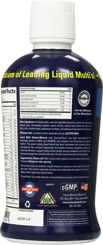 Miniatura 4 de Trace Minerals Multi Vitaminas Minerales Líquidas Vitaminas B, Antioxidantes, 72+ energía diaria iónica, cabello, piel, uñas para hombres
