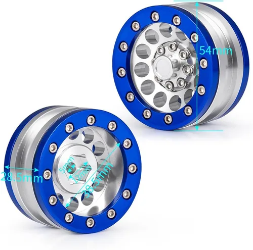 Miniatura 4 de MOHERO Juego de llantas de aleación Beadlock Crawler de 1.9 pulgadas para RC 1/10 Modelo Crawler SCX10, paquete de 4 (azul)