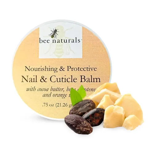 Bee Naturals Bálsamo para uñas y cutículas, mezcla de manteca de cacao y betacaroteno para uñas fuertes y suaves, delicioso aroma natural de