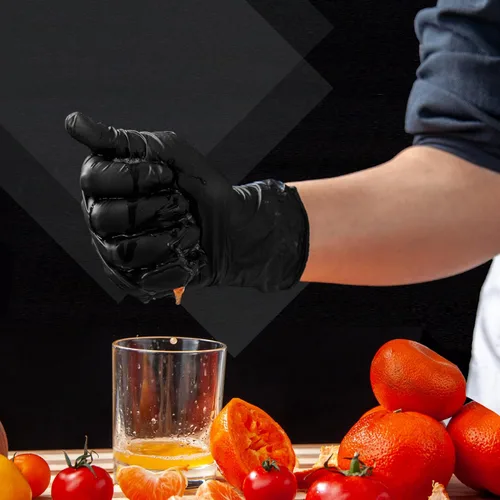 Miniatura 3 de MAMISON Black Nitrile Disposable Gloves, Powder-Free, Latex-Free, 4 Mil, 100 Count, Food Safe, BBQ, Kitchen, Cooking
