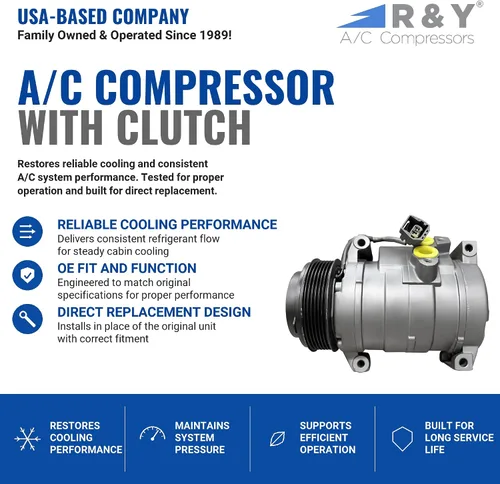 Miniatura 2 de RYC Compresor de Aire Acondicionado Automotriz AEG313 (Compatible con GMC Acadia, Buick Enclave, Chevrolet Traverse, Saturn Outlook 3.6L 2007-2012)