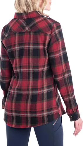 Miniatura 6 de Legendary Whitetails Ropa de franela de manga larga para mujer, a cuadros y color sólido, con botones ajustados