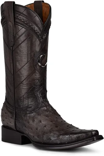 Miniatura 2 de CUADRA Botas vaqueras para hombre en piel de avestruz auténtica, color marrón