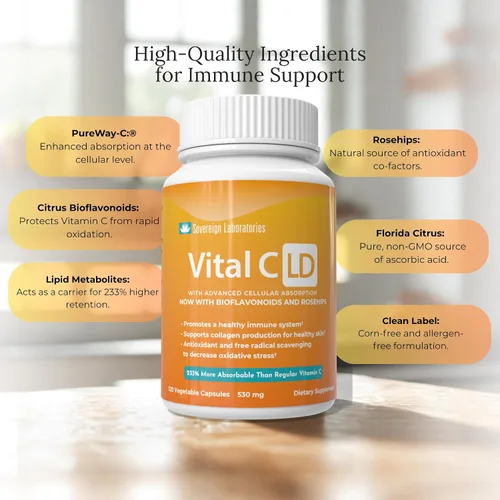 Miniatura 7 de Vital C-LD - Vitamina C liposomal mejorada - Cápsulas de 530 mg - 120