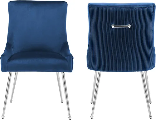 Miniatura 15 de adochr Juego de 2 sillas de comedor modernas con patas de metal dorado, silla de cocina tapizada de terciopelo, respaldo plisado, silla decorativa