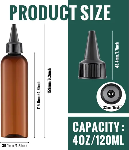 Miniatura 2 de Irenare Boston, 50 botellas de plástico para exprimir 4 onzas, botellas aplicadoras de aceite para el cabello, botellas vacías para condimentos