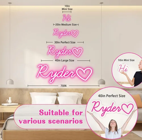 Miniatura 6 de Letrero de neón personalizado – Letrero de neón LED personalizado con nombre para decoración de pared, dormitorio, regalos de cumpleaños para niñas