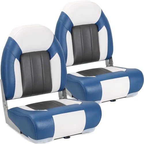 Miniatura 8 de Asiento plegable para barco Deluxe con respaldo alto marino, tornillos de acero inoxidable incluidos