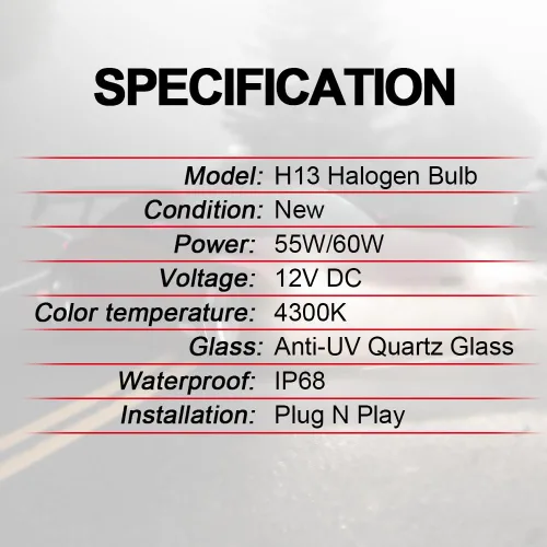 Miniatura 2 de WinPower - Foco halógeno H13 9008 para faros delanteros, superbrillante, blanco cálido 55W/60W 4300K, lámpara de repuesto para haz alto y bajo