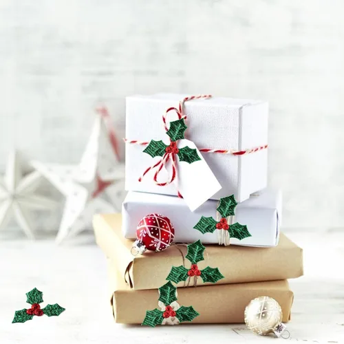 Miniatura 3 de EXCEART 100 piezas de bayas de acebo artificiales con hojas verdes de Navidad, ramas de baya de acebo, accesorios de decoración para bricolaje