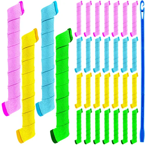 Miniatura 5 de 42 rizadores de pelo sin calor, kit de peinado, incluye 40 rizadores de pelo mágicos, 2 ganchos de peinado para suministros de cabello largos