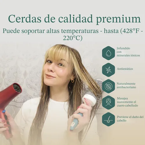 Miniatura 5 de Cepillo pequeño redondo para peinado preciso y alisados manejables (1.9 cm) - Herramienta de calidad de salón para cabello húmedo o seco