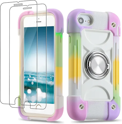 Miniatura 76 de Funda para iPhone Se3/iPhone Se2, iPhone 6/6S, iPhone 7/iPhone 8 de 4.7 pulgadas con soporte de anillo, con 2 protectores de pantalla resistentes