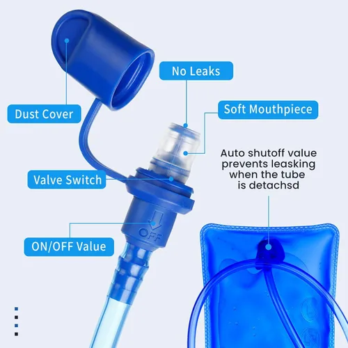 Miniatura 5 de Mochila de hidratación de 3 piezas con 3 unidades de 2 litros de agua de vejiga de agua, paquete de hidratación para camping, senderismo, ciclismo
