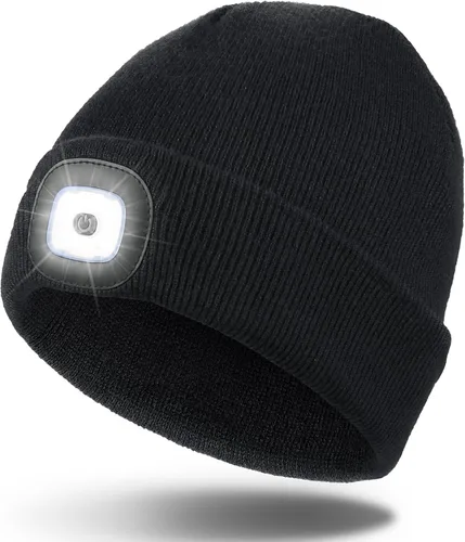 Miniatura 11 de Gorro LED unisex, linterna de invierno recargable por USB, gorro de Navidad con luz para hombre, azul