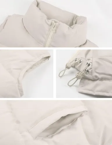 Miniatura 4 de Freyhem Chaleco acolchado de longitud media con cordón y cremallera para mujer, sin mangas, acolchado