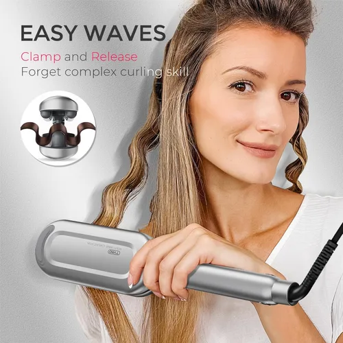 Miniatura 2 de Rizador de pelo rizador de pelo ondulador - TYMO ROVY ondas de playa rizador de pelo, rizador de pelo iónico de onda profunda con cerámica de 3 Gris