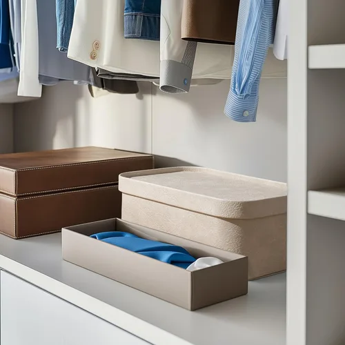 Miniatura 3 de La Jolie Maison Cajas de almacenamiento de cuero vegano con tapas, juego de 3 contenedores de almacenamiento decorativos para organizar cajas