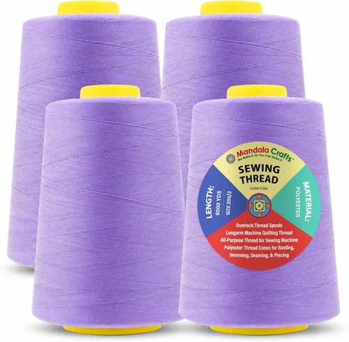 Miniatura 50 de Mandala Crafts 4 Pack of Serger Threads Cones Spools - 20S/2 24000 Yards Polyester Baby Blue Threads for Sergers Machine and Overlock Quilting