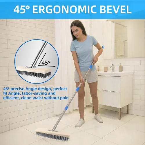 Miniatura 2 de SUNBABA Cepillo de limpieza de alambre de acero inoxidable con mango largo de 62 pulgadas, escoba de cerdas de metal rígidas de alta resistencia