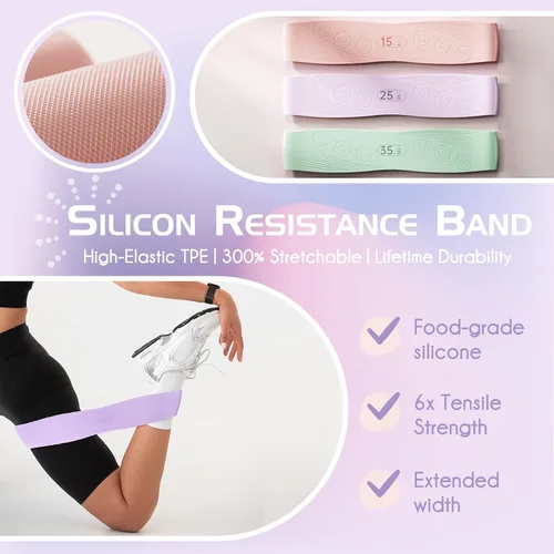 Miniatura 2 de Juego de anillos de pilates: círculo mágico de 14 pulgadas con asas acolchadas dobles, mini bola de pilates y bandas de resistencia