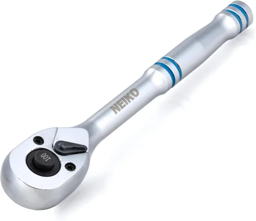 NEIKO 03115A Llave de trinquete de 1/4 pulgada, trinquete reversible de 100 dientes, 3.6 grados, trinquete de liberación rápida de 1/4 de pulgada,