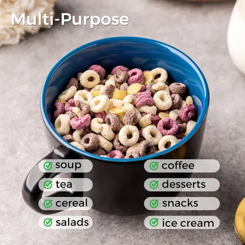 Miniatura 3 de GBHOME Tazas de sopa jumbo con asas, juego de 4 tazas de café grandes de 24 onzas, cuencos de sopa de cerámica para café, cereales, aperitivos