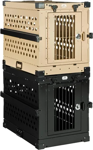 Miniatura 10 de K9 Kennel Boss - Jaula para perros de aluminio con recubrimiento en polvo totalmente plegable y resistente, mediana (negro)