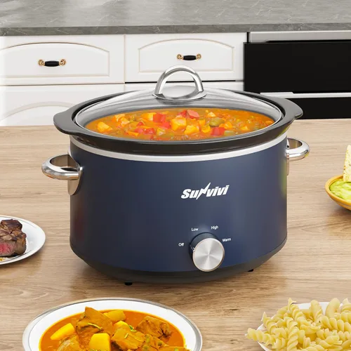 Miniatura 10 de Sunvivi Olla de cocción lenta de 3 cuartos de galón y mini calentador de alimentos con 3 ajustes de calefacción, olla de cerámica extraíble, tapa