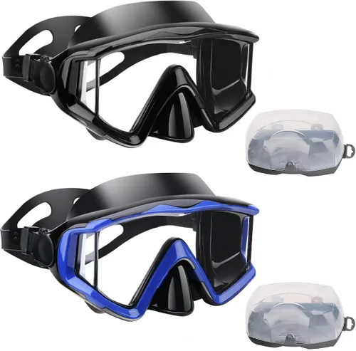Miniatura 35 de Máscara de buceo Anti-niebla Natación Snorkel máscara adecuada para adultos Buceo Natación Snorkel Gafas Máscaras Lentes negro-azul