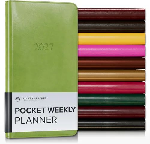 Miniatura 58 de Gallery Leather Agenda semanal y mensual grande 2025-2026, agenda y cuaderno con elegantes bordes de página dorados dorados, 12 meses, cactus Cactus
