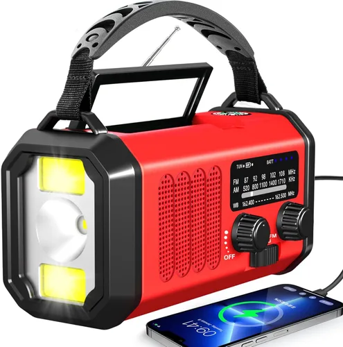 Miniatura 11 de Radio meteorológica de emergencia NOAA, la mejor batería portátil de 10000 mAh, manivela, radios de viento AM/FM alimentadas por energía solar