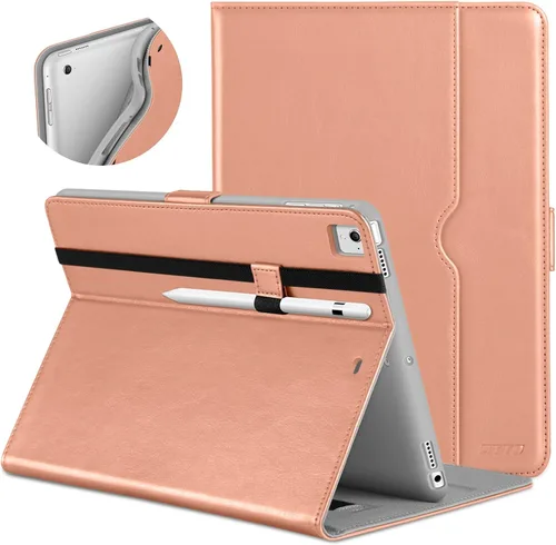 Miniatura 32 de DTTO para iPad de 9.7 pulgadas 5ª/6ª generación 2018/2017 con soporte para Apple Pencil, funda de piel premium con función atril para iPad de 9.7