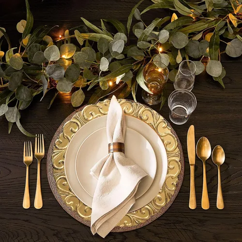 Miniatura 4 de Spsyrine Platos Base Dorados, Juego de 6 Platos Base para Platos de Cena, Platos Base de Mesa de 13 Pulgadas para Bodas al Por Mayor, Decoración