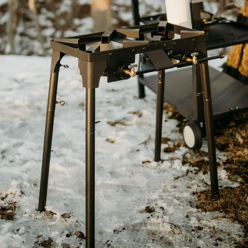 Miniatura 8 de GasOne - Quemador de propano doble con bolsa de transporte, altura ajustable, patas extraíbles de 4 niveles para cocinar al aire libre, regulador