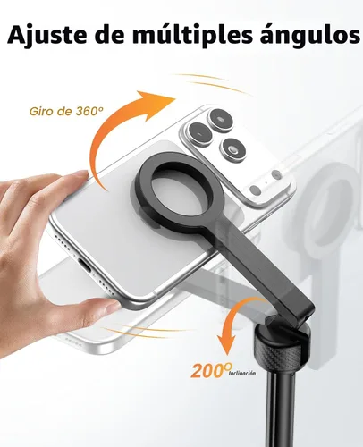 Miniatura 5 de Vimose Monopod - Trípode magnético para iPhone, mini trípode para selfie stick para Magsafe, trípode de viaje portátil giratorio de 360°, soporte