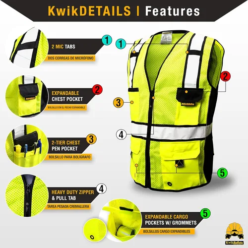 Miniatura 4 de KwikSafety - Charlotte, NC - RoadBOSS Econ & Premium Safety Vest Class 2 Reflective Vest ANSI OSHA Safety Vest for Men